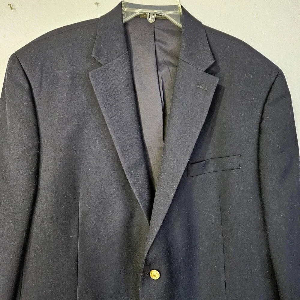Lauren Ralph Lauren Mens Classic 100% Wool Navy Blazer With Gold Buttons SZ 46R